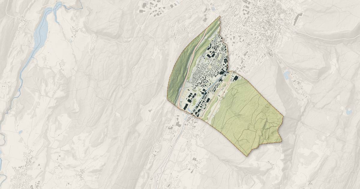 Portrait cartographique de Bellignat : relief, eau, forêts, bâti et voies, calculés à partir des données de l'IGN