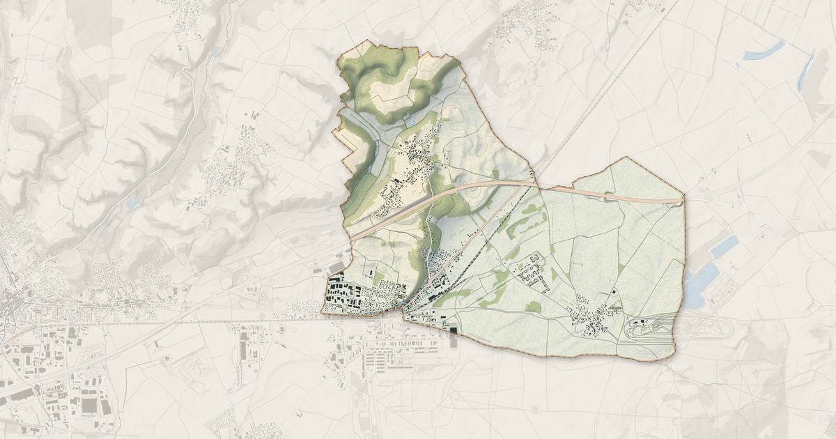 Portrait cartographique de Béligneux : relief, eau, forêts, bâti et voies, calculés à partir des données de l'IGN