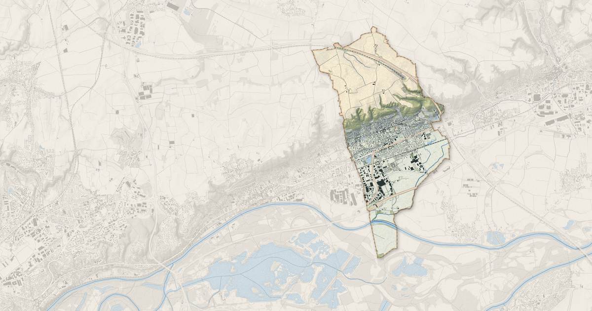 Portrait cartographique de Beynost : relief, eau, forêts, bâti et voies, calculés à partir des données de l'IGN