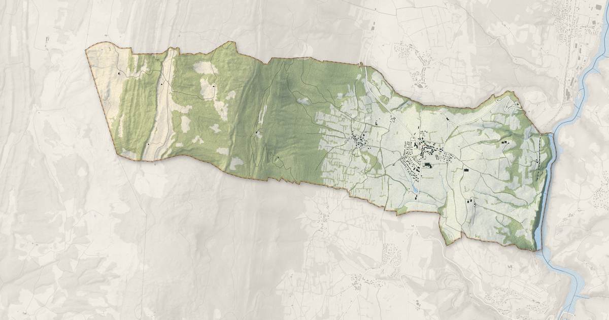 Portrait cartographique de Billiat : relief, eau, forêts, bâti et voies, calculés à partir des données de l'IGN