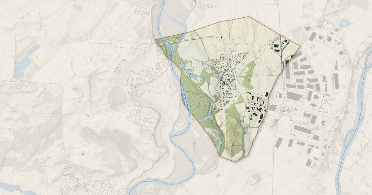 Portrait cartographique de Blyes : relief, eau, forêts, bâti et voies, calculés à partir des données de l'IGN