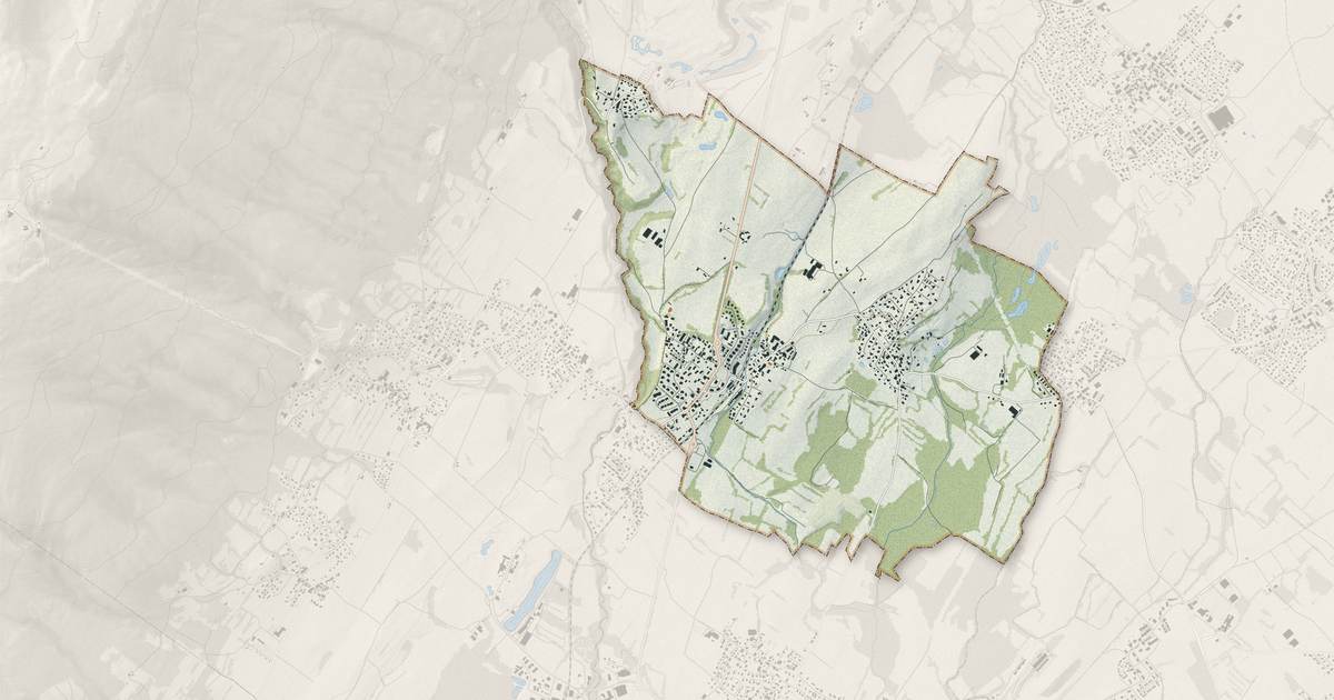 Portrait cartographique de Chevry : relief, eau, forêts, bâti et voies, calculés à partir des données de l'IGN