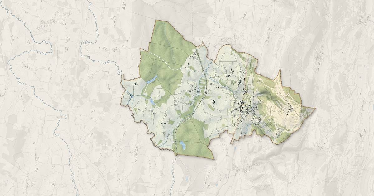 Portrait cartographique de Coligny : relief, eau, forêts, bâti et voies, calculés à partir des données de l'IGN