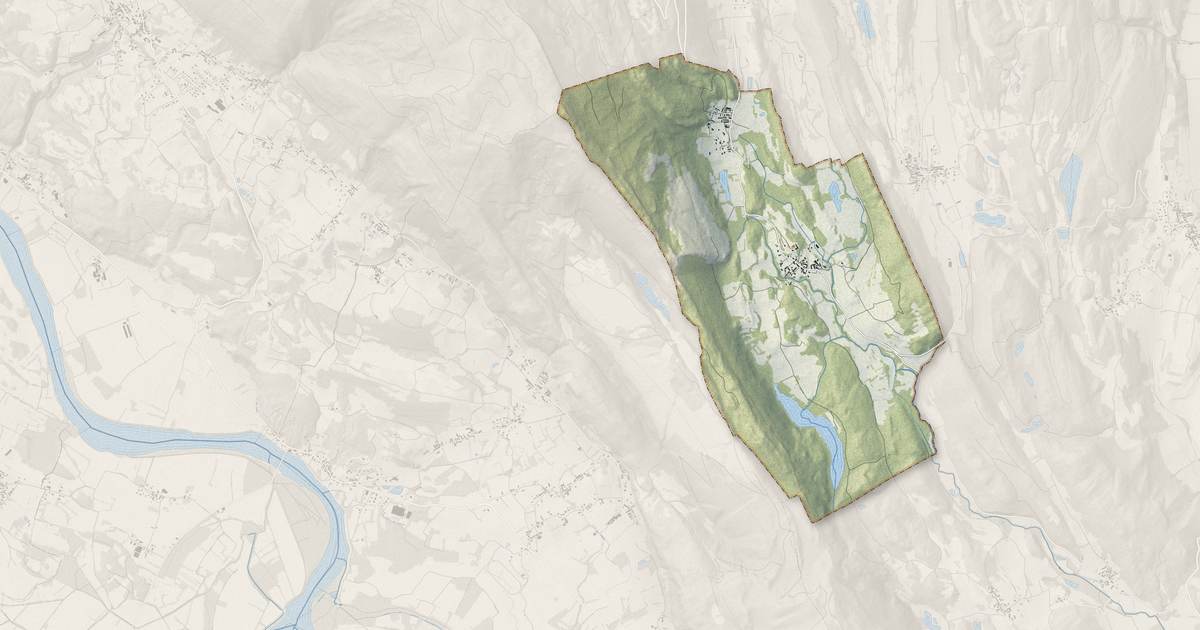 Portrait cartographique de Conzieu : relief, eau, forêts, bâti et voies, calculés à partir des données de l'IGN