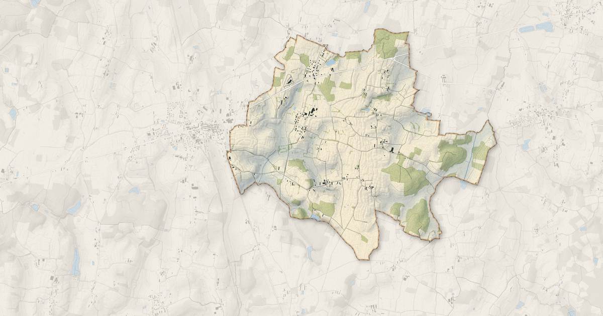 Portrait cartographique de Courtes : relief, eau, forêts, bâti et voies, calculés à partir des données de l'IGN