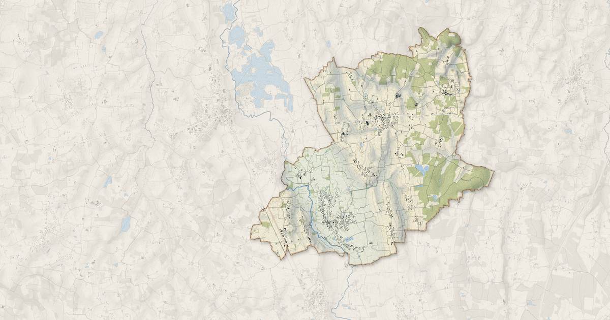 Portrait cartographique de Bresse Vallons : relief, eau, forêts, bâti et voies, calculés à partir des données de l'IGN