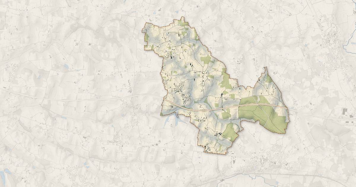 Portrait cartographique de Curtafond : relief, eau, forêts, bâti et voies, calculés à partir des données de l'IGN