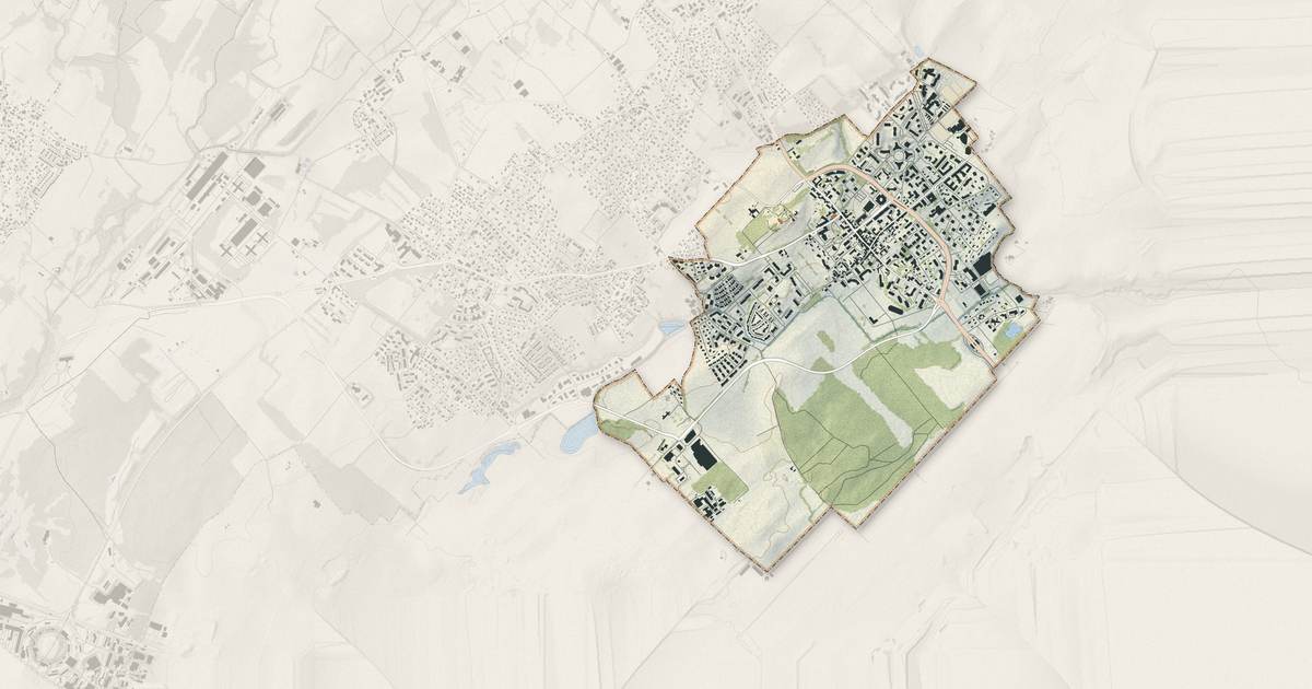 Portrait cartographique de Ferney-Voltaire : relief, eau, forêts, bâti et voies, calculés à partir des données de l'IGN