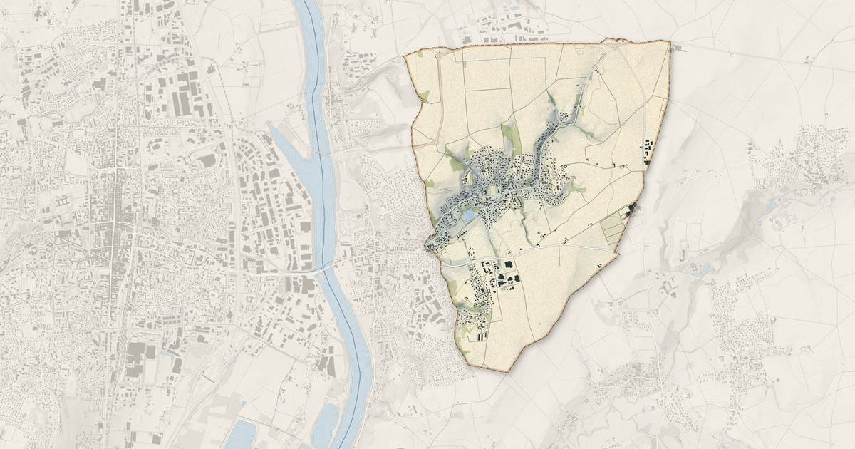 Portrait cartographique de Frans : relief, eau, forêts, bâti et voies, calculés à partir des données de l'IGN