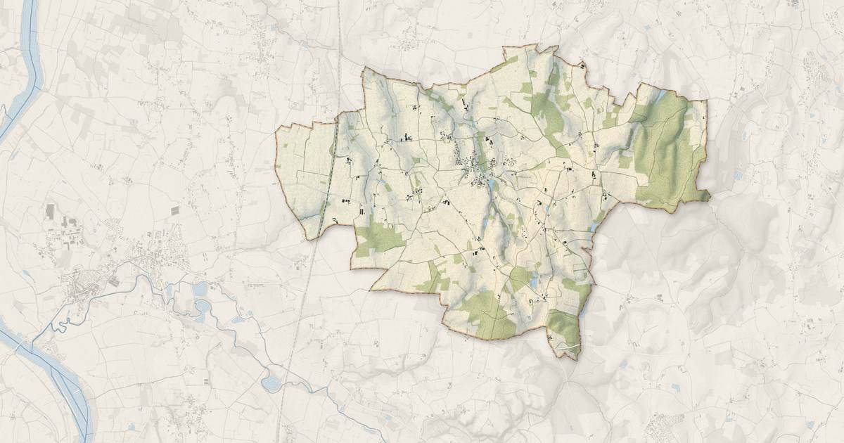 Portrait cartographique de Illiat : relief, eau, forêts, bâti et voies, calculés à partir des données de l'IGN