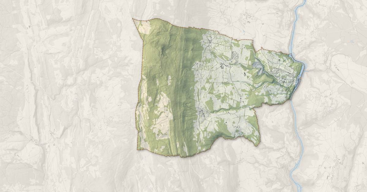 Portrait cartographique de Injoux-Génissiat : relief, eau, forêts, bâti et voies, calculés à partir des données de l'IGN