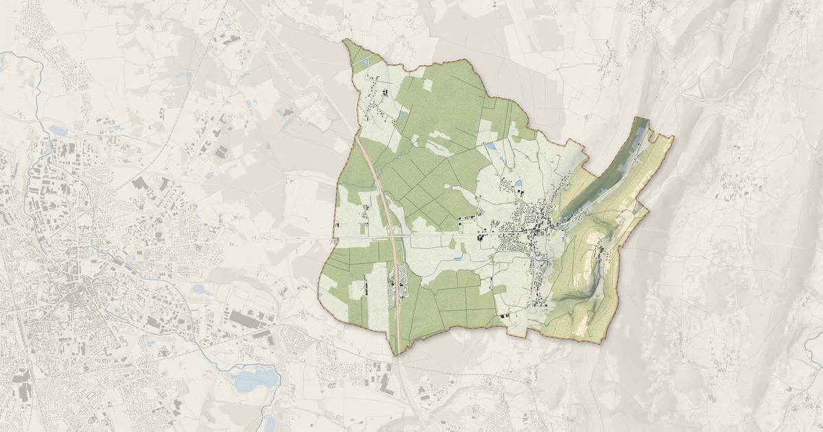 Portrait cartographique de Jasseron : relief, eau, forêts, bâti et voies, calculés à partir des données de l'IGN