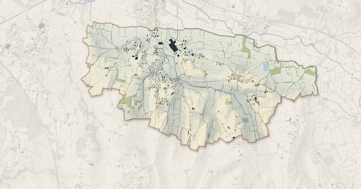 Portrait cartographique de Laiz : relief, eau, forêts, bâti et voies, calculés à partir des données de l'IGN