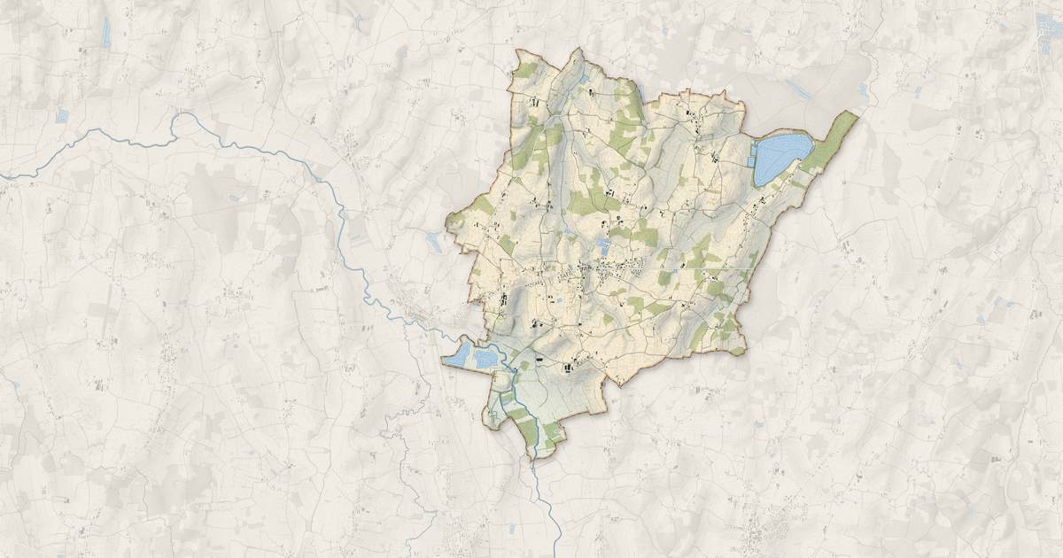 Portrait cartographique de Lescheroux : relief, eau, forêts, bâti et voies, calculés à partir des données de l'IGN