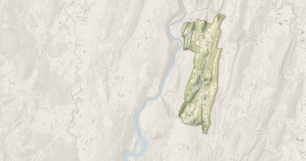 Portrait cartographique de Leyssard : relief, eau, forêts, bâti et voies, calculés à partir des données de l'IGN