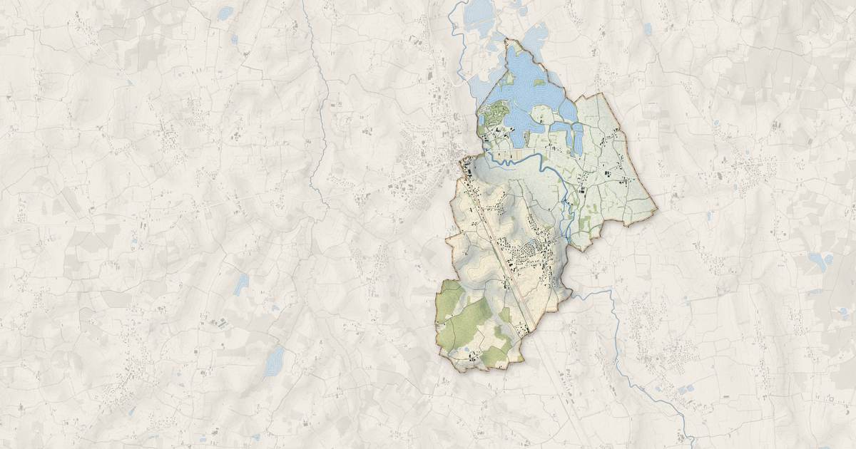 Portrait cartographique de Malafretaz : relief, eau, forêts, bâti et voies, calculés à partir des données de l'IGN