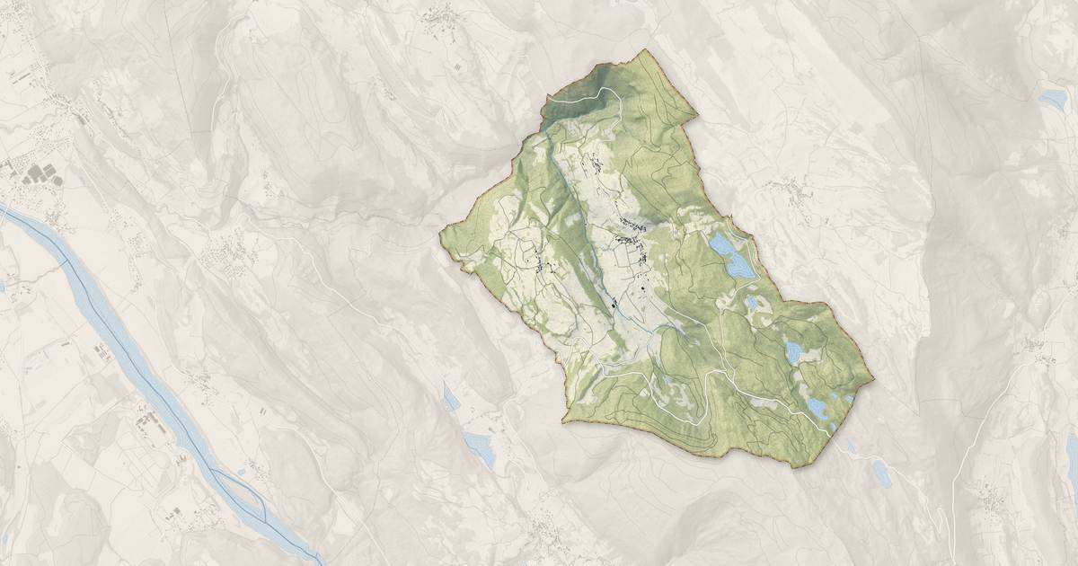 Portrait cartographique de Marchamp : relief, eau, forêts, bâti et voies, calculés à partir des données de l'IGN