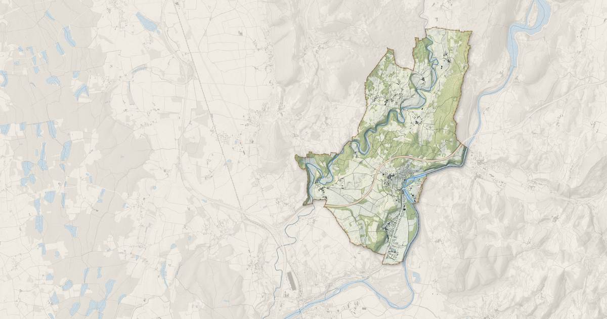 Portrait cartographique de Neuville-sur-Ain : relief, eau, forêts, bâti et voies, calculés à partir des données de l'IGN