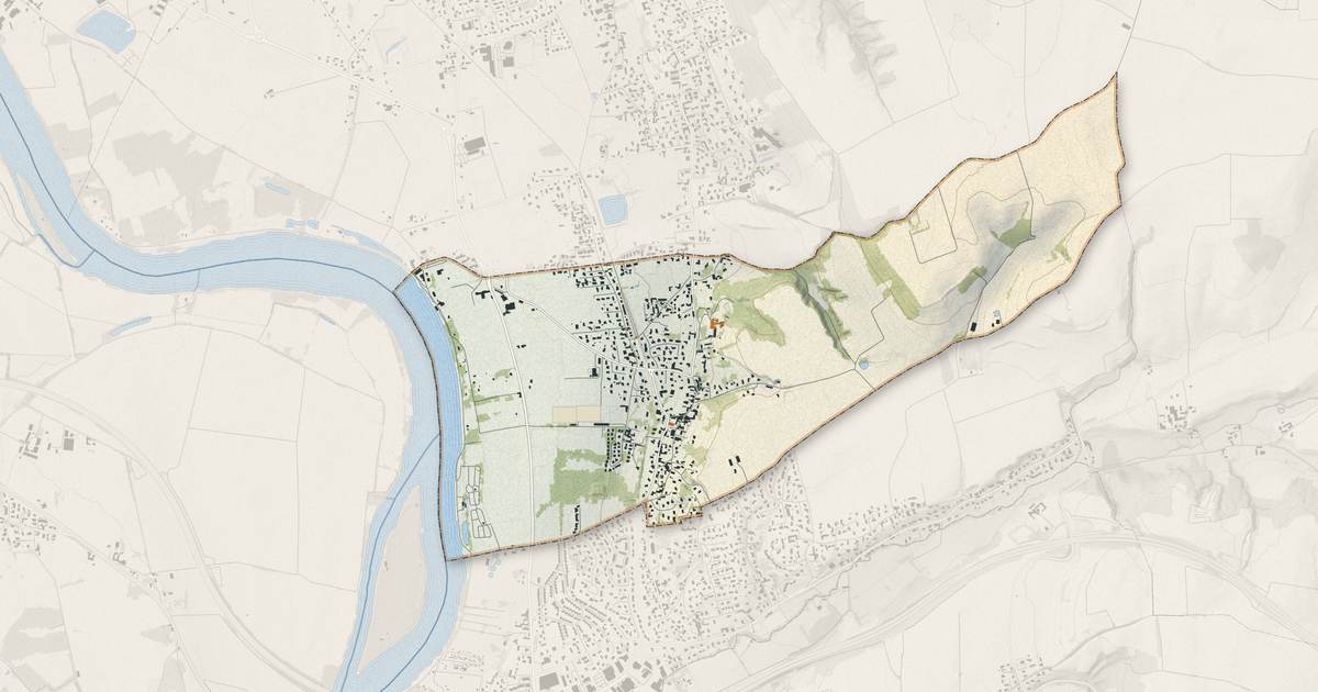 Portrait cartographique de Parcieux : relief, eau, forêts, bâti et voies, calculés à partir des données de l'IGN