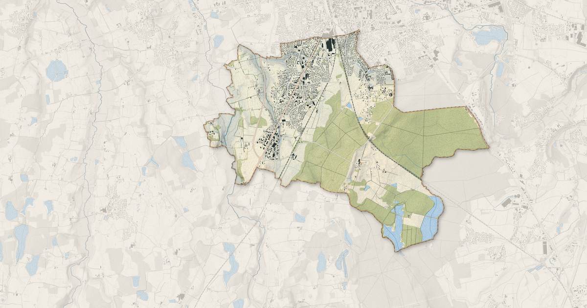 Portrait cartographique de Péronnas : relief, eau, forêts, bâti et voies, calculés à partir des données de l'IGN