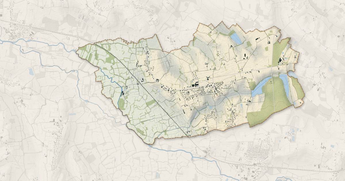 Portrait cartographique de Perrex : relief, eau, forêts, bâti et voies, calculés à partir des données de l'IGN