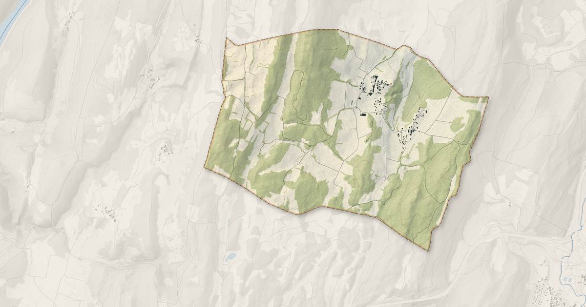 Portrait cartographique de Peyriat : relief, eau, forêts, bâti et voies, calculés à partir des données de l'IGN