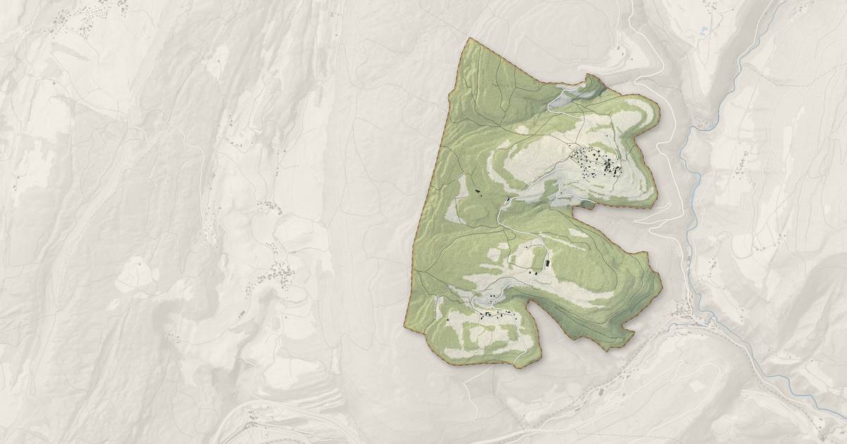 Portrait cartographique de Plagne : relief, eau, forêts, bâti et voies, calculés à partir des données de l'IGN