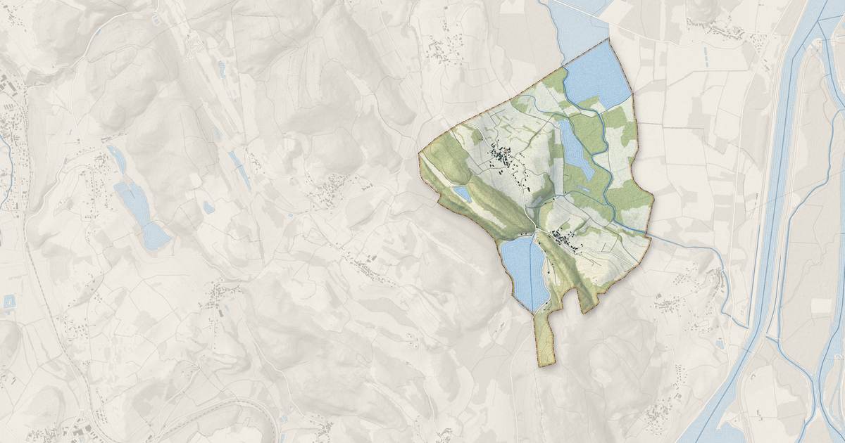 Portrait cartographique de Pollieu : relief, eau, forêts, bâti et voies, calculés à partir des données de l'IGN
