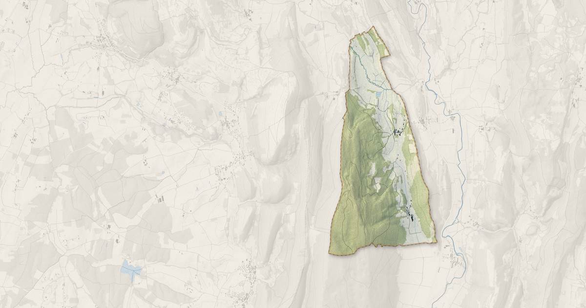 Portrait cartographique de Pouillat : relief, eau, forêts, bâti et voies, calculés à partir des données de l'IGN