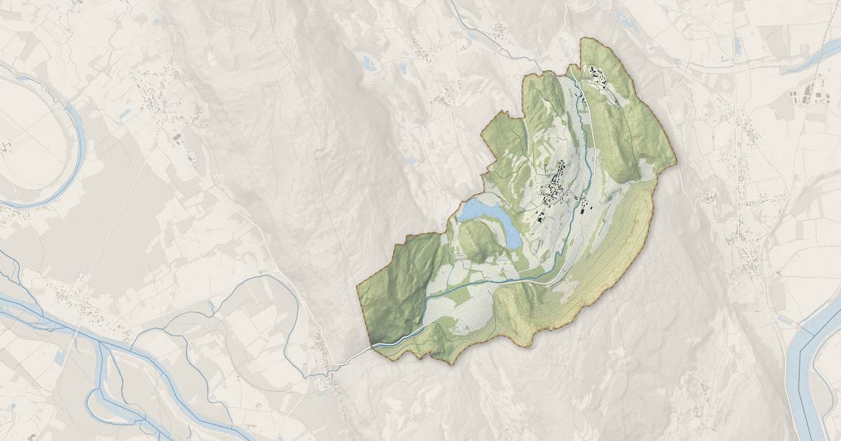 Portrait cartographique de Prémeyzel : relief, eau, forêts, bâti et voies, calculés à partir des données de l'IGN
