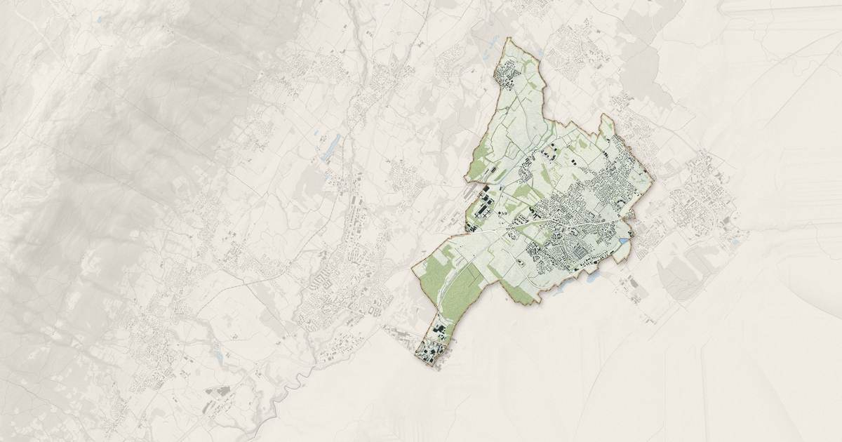 Portrait cartographique de Prévessin-Moëns : relief, eau, forêts, bâti et voies, calculés à partir des données de l'IGN