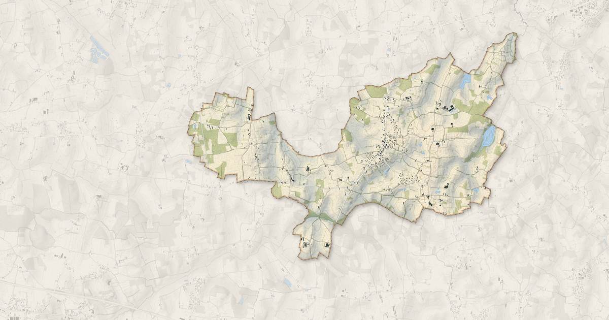 Portrait cartographique de Saint-Didier-d'Aussiat : relief, eau, forêts, bâti et voies, calculés à partir des données de l'IGN