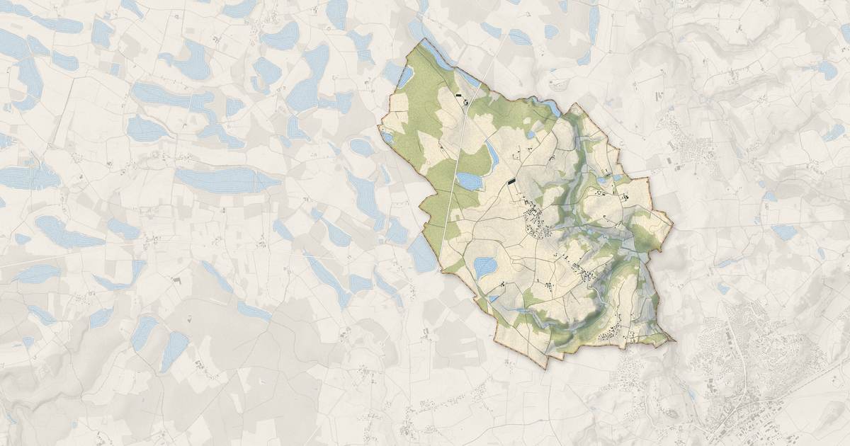 Portrait cartographique de Saint-Éloi : relief, eau, forêts, bâti et voies, calculés à partir des données de l'IGN
