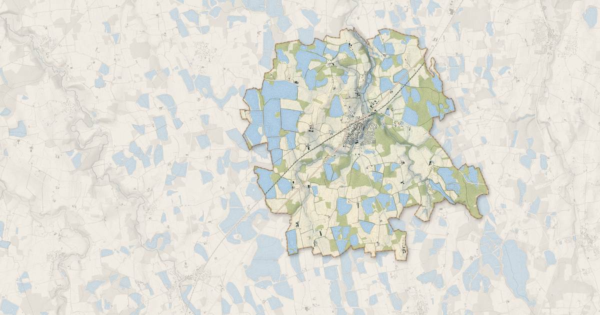 Portrait cartographique de Saint-Paul-de-Varax : relief, eau, forêts, bâti et voies, calculés à partir des données de l'IGN