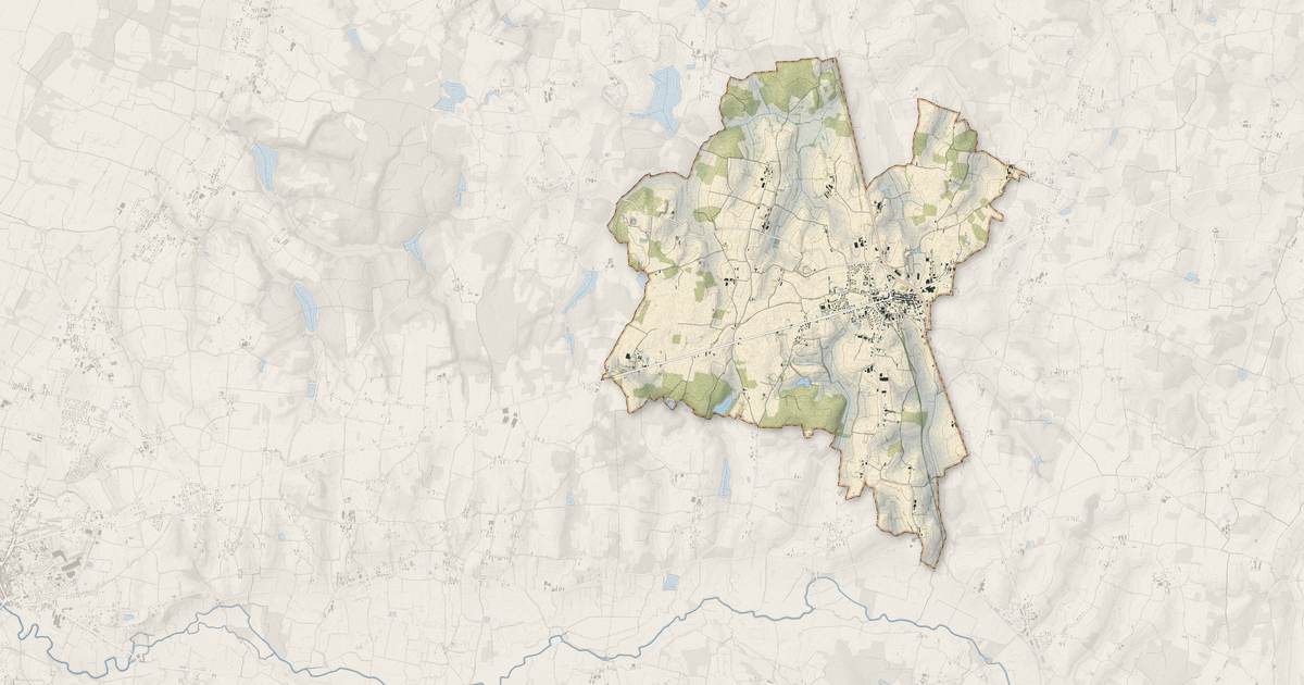 Portrait cartographique de Saint-Trivier-de-Courtes : relief, eau, forêts, bâti et voies, calculés à partir des données de l'IGN