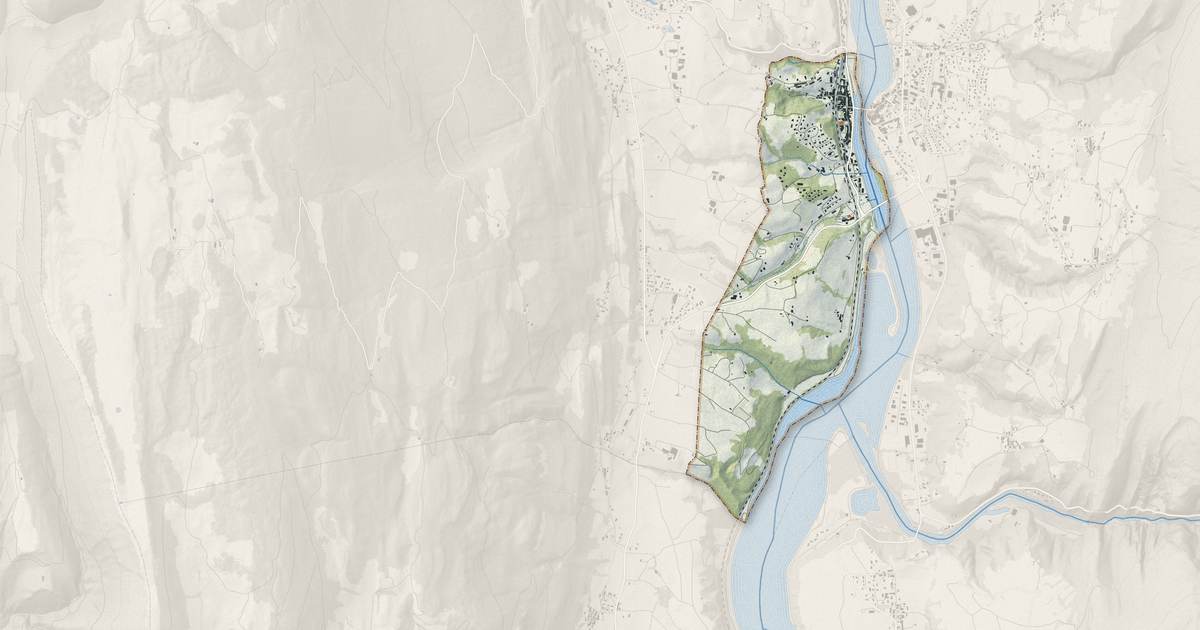 Portrait cartographique de Seyssel : relief, eau, forêts, bâti et voies, calculés à partir des données de l'IGN