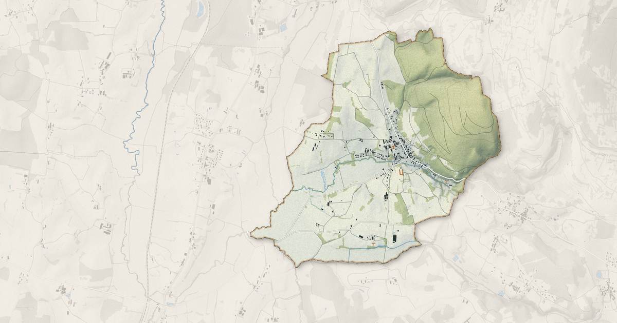 Portrait cartographique de Verjon : relief, eau, forêts, bâti et voies, calculés à partir des données de l'IGN