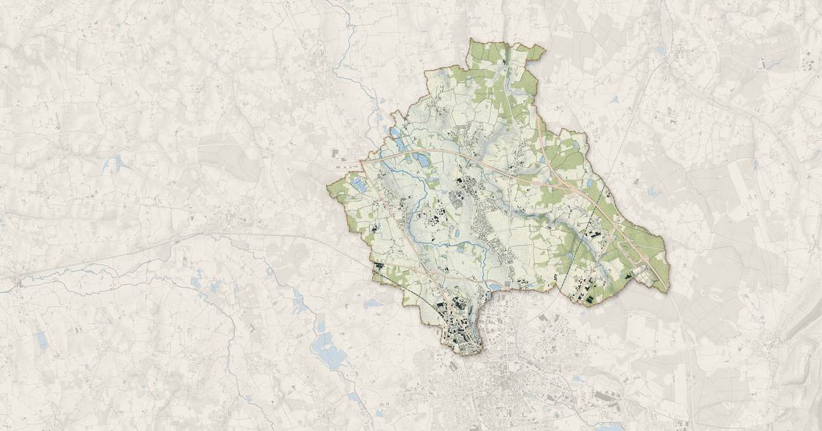 Portrait cartographique de Viriat : relief, eau, forêts, bâti et voies, calculés à partir des données de l'IGN