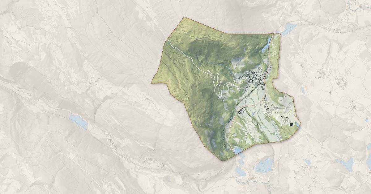 Portrait cartographique de Virieu-le-Grand : relief, eau, forêts, bâti et voies, calculés à partir des données de l'IGN