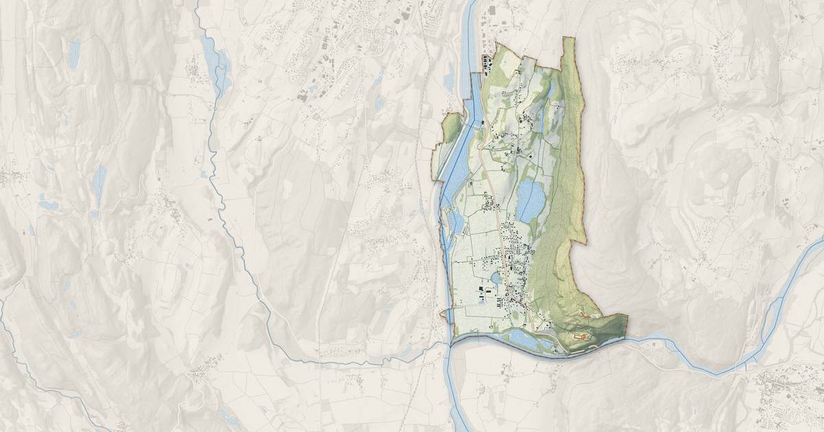 Portrait cartographique de Virignin : relief, eau, forêts, bâti et voies, calculés à partir des données de l'IGN