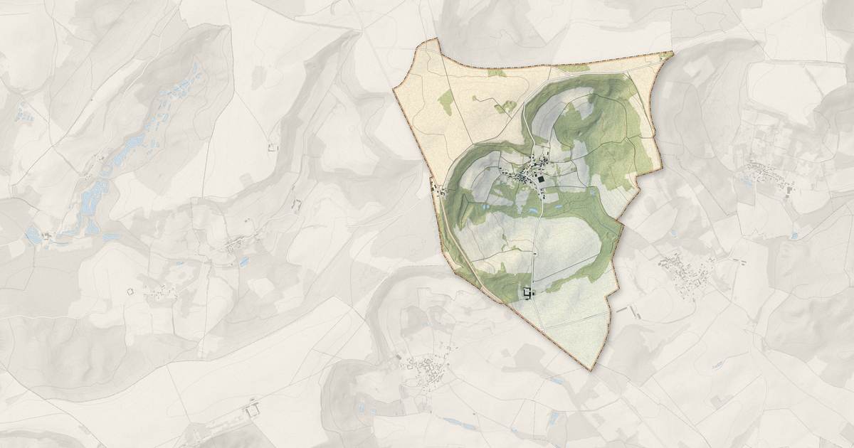 Portrait cartographique de Aubigny-en-Laonnois : relief, eau, forêts, bâti et voies, calculés à partir des données de l'IGN