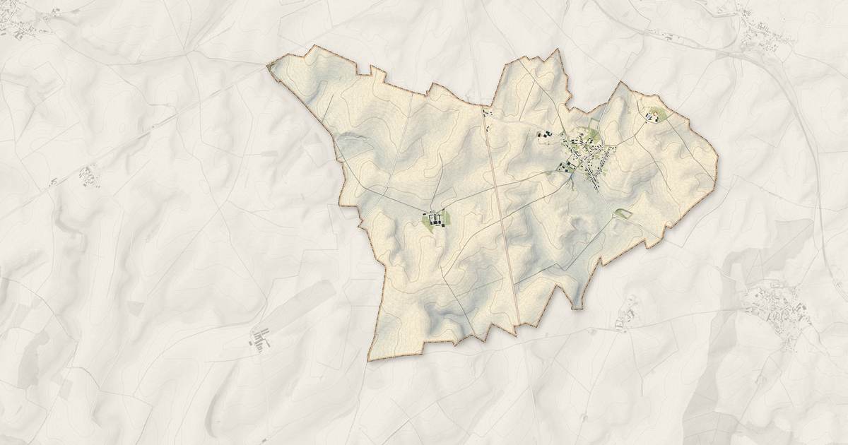 Portrait cartographique de Audigny : relief, eau, forêts, bâti et voies, calculés à partir des données de l'IGN