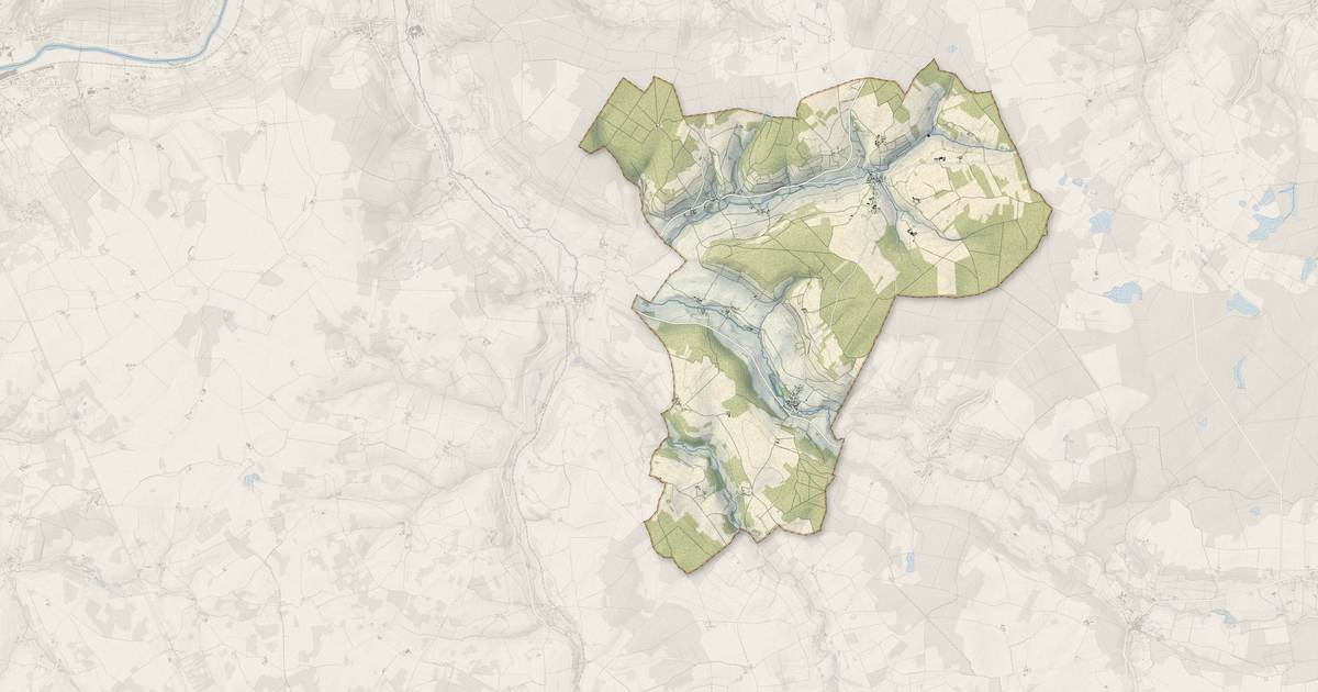 Portrait cartographique de Vallées en Champagne : relief, eau, forêts, bâti et voies, calculés à partir des données de l'IGN