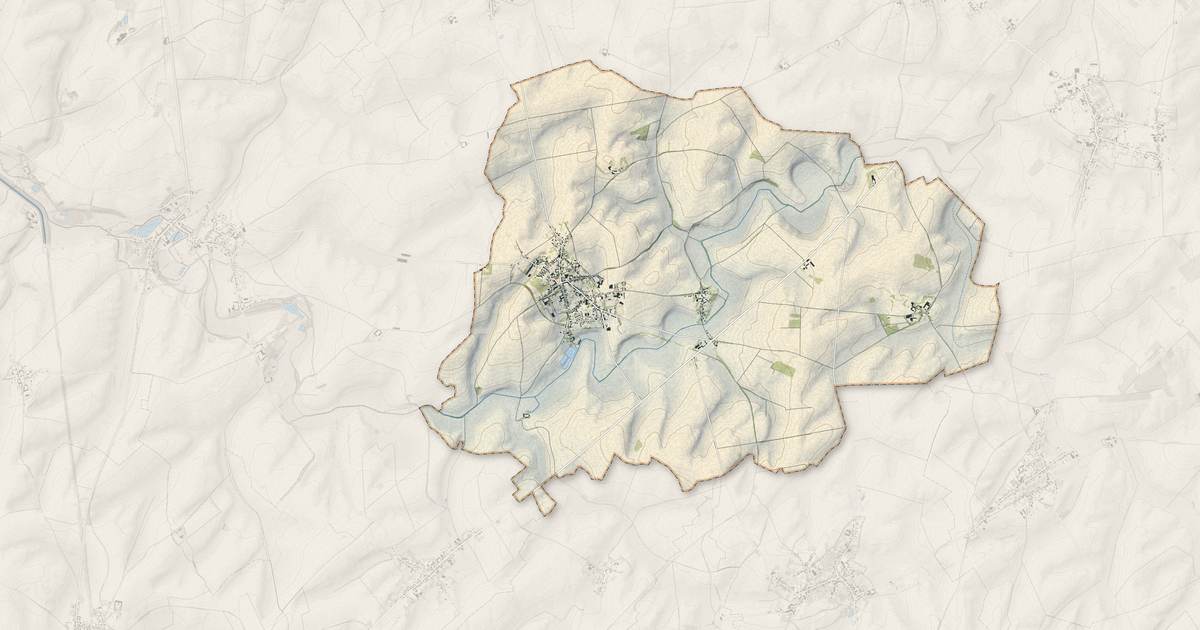 Portrait cartographique de Beaurevoir : relief, eau, forêts, bâti et voies, calculés à partir des données de l'IGN