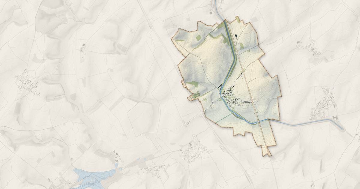 Portrait cartographique de Bellenglise : relief, eau, forêts, bâti et voies, calculés à partir des données de l'IGN