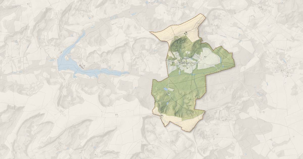 Portrait cartographique de Bouconville-Vauclair : relief, eau, forêts, bâti et voies, calculés à partir des données de l'IGN