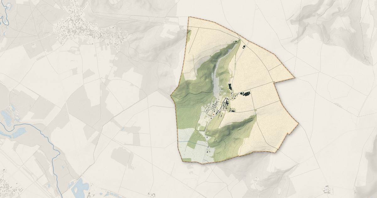 Portrait cartographique de Brenelle : relief, eau, forêts, bâti et voies, calculés à partir des données de l'IGN
