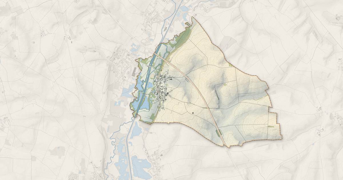Portrait cartographique de Brissy-Hamégicourt : relief, eau, forêts, bâti et voies, calculés à partir des données de l'IGN
