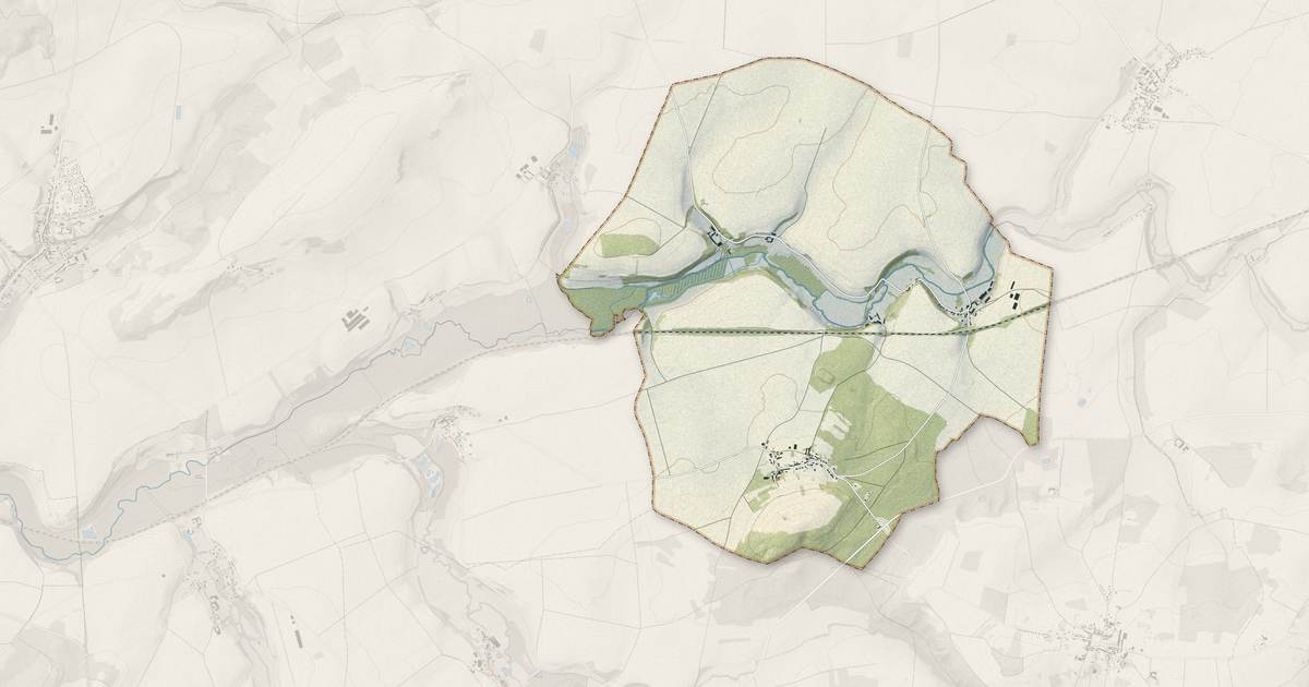 Portrait cartographique de Bruyères-sur-Fère : relief, eau, forêts, bâti et voies, calculés à partir des données de l'IGN