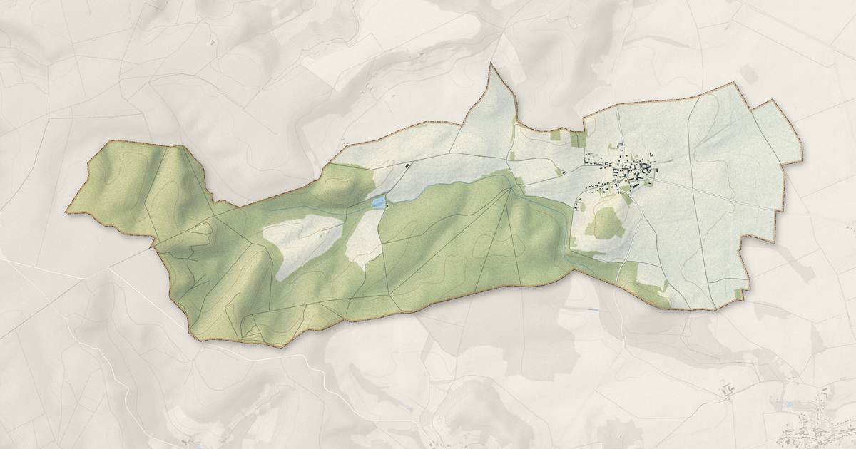 Portrait cartographique de Bucy-lès-Cerny : relief, eau, forêts, bâti et voies, calculés à partir des données de l'IGN